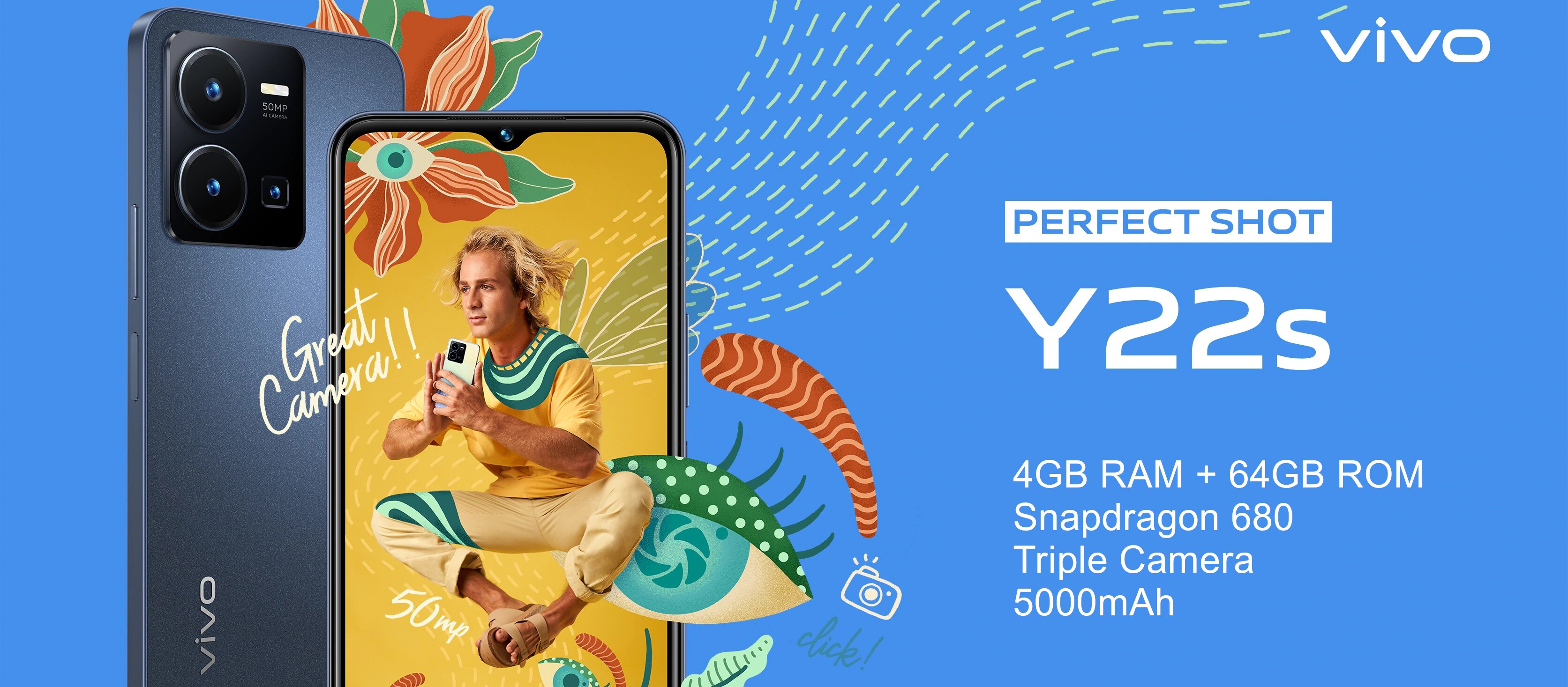 Smartphone Vivo Y22S 64GB Dual Sim Starlit Blue