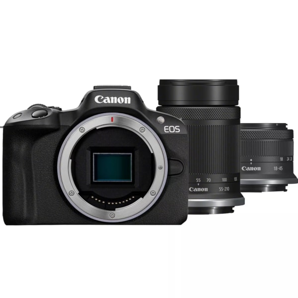 Φωτογραφική Μηχανή Mirrorless Canon EOS R50 & Φακός Canon RF-S 18-45mm f4.5-6.3 IS STM & Φακός Canon RF-S 55-210mm f5-7.1 IS STM - Μαύρο