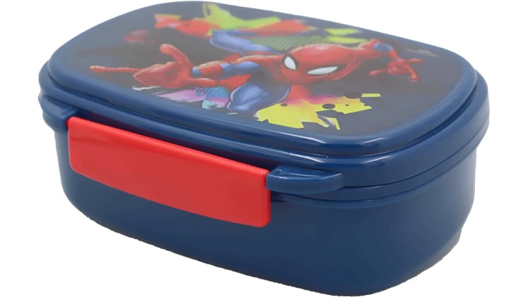 Σετ Φαγητοδοχείο Gim Με Κουτάλι & Πιρούνι Spiderman Μπλε