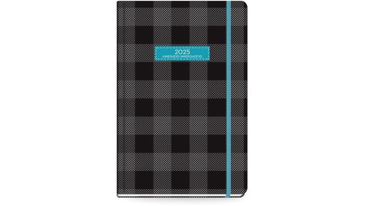 Ημερολόγιο Ημερήσιο The Writing Fields 2025 Plaid Μαύρο 11.4x16.4cm