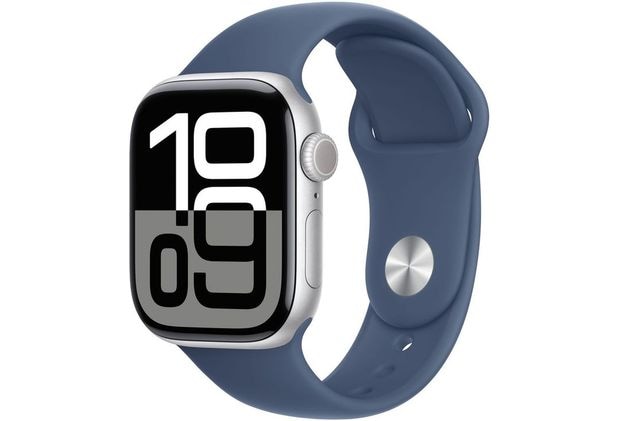 Apple Watch Series 10 GPS 42mm Silver Aluminium Case with Denim Sport Band - M/L