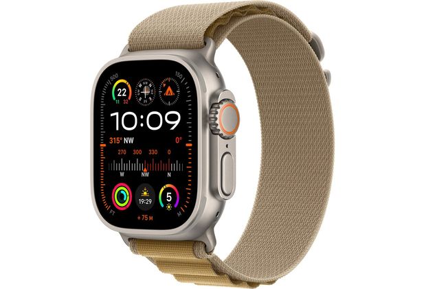 Apple Watch Ultra 2 GPS + Cellular 49mm Natural Titanium Case with Tan Alpine Loop - Medium