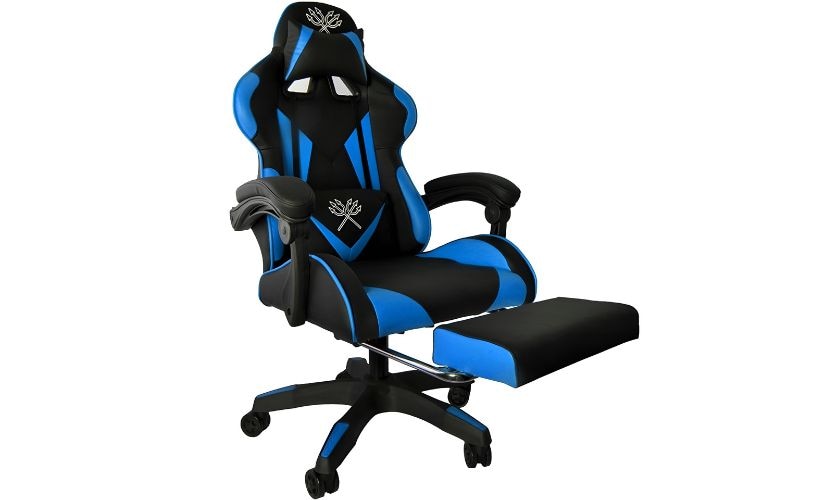 Καρέκλα Gaming Malatec 8978 με Υποπόδιο από Οικολογικό Δέρμα - Μαύρη/Μπλε