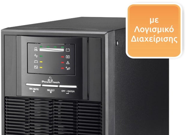 UPS POWERTECH PT-1000 Online Double Conversion (VFI) 1000VA Μαύρο