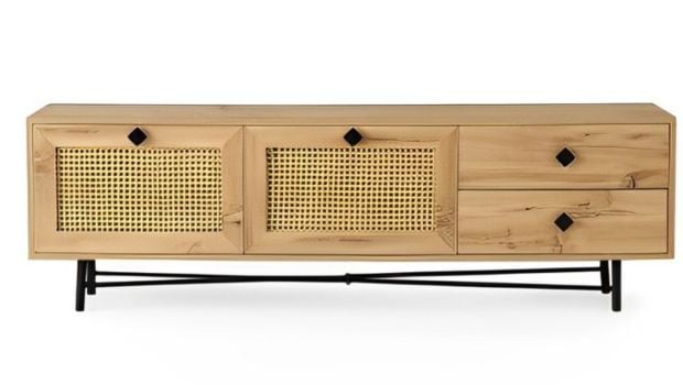 Έπιπλο Τηλεόρασης 24mall Fosinone Oak από Μαριοσανίδα 180x40x60 cm - Μαύρο/Καφέ