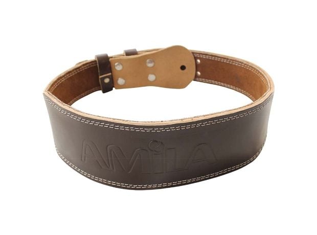 Ζώνη Άρσης Βαρών Amila 94909 XLargeB Quality Δερμάτινη με Μαξιλαράκι - Καφέ