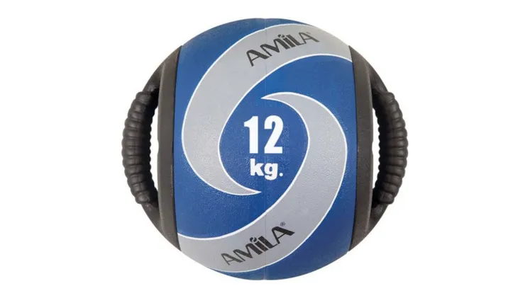 Μπάλα Medicine Amila Dual Handle Ball 84670 Λάστιχο 12kg Μπλε - Γκρι