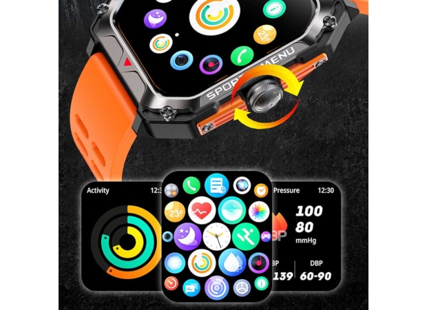 Smartwatch Lamtech LAM113492 With Health Sensor And Sport Tracking Square Display 51mm - Burnt Orange