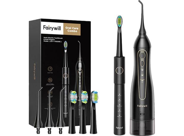 Ηλεκτρική Οδοντόβουρτσα και Flosser FAIRYWILL FW-E11 + FW-5020E - Μαύρο