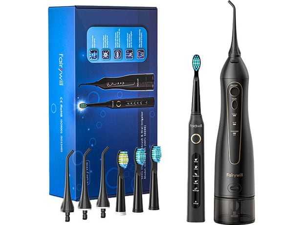 Ηλεκτρική Οδοντόβουρτσα και Flosser FAIRYWILL FW-507 + FW-5020E - Μαύρο