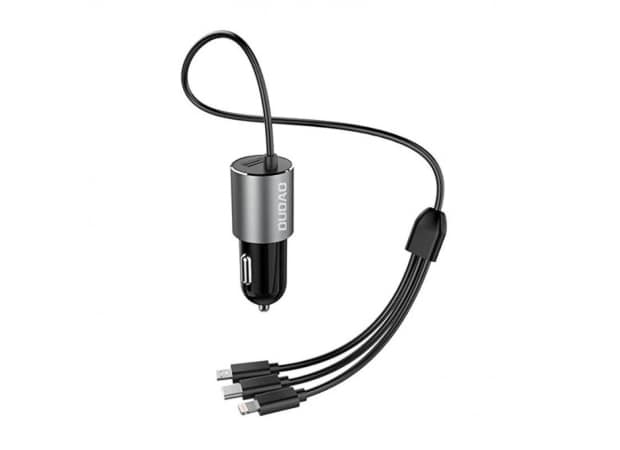 Φορτιστής Αυτοκινήτου Dudao R5 Pro 1x USB, Καλώδιο 3 σε 1 USB-C/ Micro USB / Lightning 17W - Grey