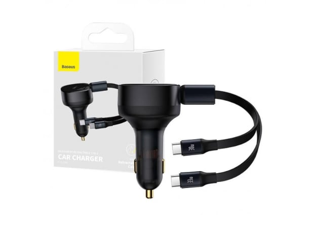 Φορτιστής Αυτοκινήτου Baseus Enjoyment Με Διπλό Καλώδιο USB-C 33W - Μαύρο
