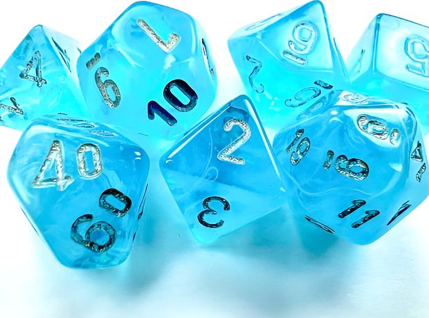Luminary Sky/silver Mini Polyhedral 7-die Set CHESSEX