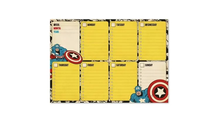Εβδομαδιαίο Πλάνο Μπλοκ A4 Marvel Captain America Ασπίδα 21x29cm