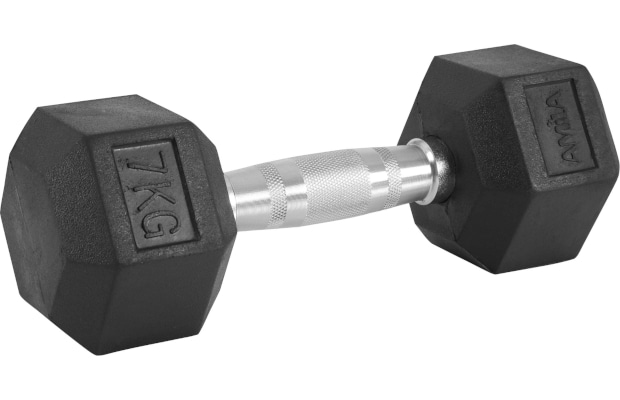 Βαράκι Εξάγωνο 7kg Amila Rubber Cover Class A 84766 από Ατσάλι με Επένδυση Λάστιχου - Μαύρο
