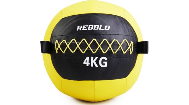 Μπάλα Wall Rebblo Κατάλληλη για Ενδυνάμωση 4 kg 32 cm από Πλαστικό και Δέρμα - Κίτρινο