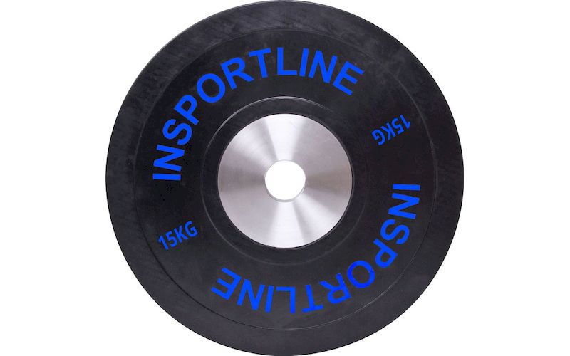 Δίσκος InSPORTline Bumper Plate INS-10379 15 kg για Μπάρα Ολυμπιακού Τύπου Ø50mm από Λάστιχο
