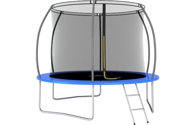 VidaXL Σετ Τραμπολίνου Στρογγυλό 304x76cm για έως 150kg - Μαύρο/ Γκρι/ Μπλε
