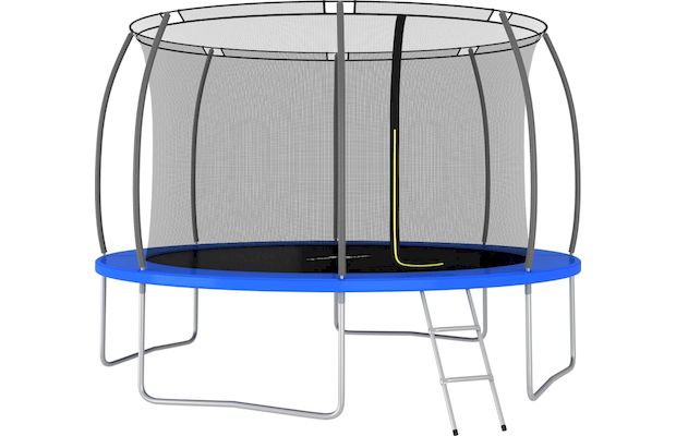 VidaXL Σετ Τραμπολίνου Στρογγυλό 366x80cm για έως 150kg - Μαύρο/ Γκρι/ Μπλε