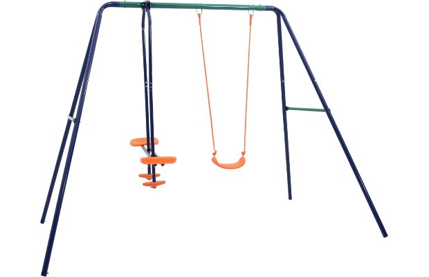 VidaXL Σετ Κούνιας 3 Θέσεων από Ατσάλι & Πλαστικό - Μπλε/ Πράσινο/ Πορτοκαλί