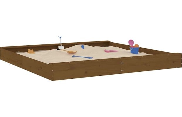 Vidaxl Αμμοδόχος με Καθίσματα Τετράγωνη 200x200x20cm Ξύλινη - Καφέ μελί