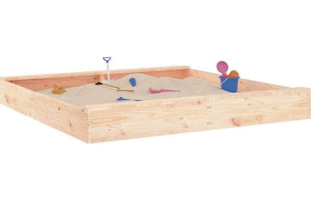 Vidaxl Αμμοδόχος με Καθίσματα Τετράγωνη 160x160x20cm Ξύλινη - Φυσικό Χρώμα Ξύλου
