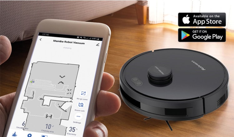 Με μια εφαρμογή Rohnson App, χειρίζεστε όλες τις συσκευές Rohnson στην Ελληνική Γλώσσα
Σκούπα Ρομπότ ROHNSON MAMBA RM-01 με Χαρτογράφηση και WiFi Μαύρο