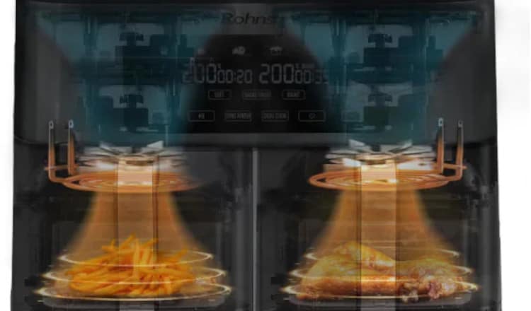 Φριτέζα Αέρος ROHNSON R-2844 με Διπλό Αποσπώμενο Κάδο 2800 W 8.5 L Γκρι Φριτέζα Αέρος ROHNSON R-2844 με Διπλό Αποσπώμενο Κάδο 2800 W 8.5 L Γκρι