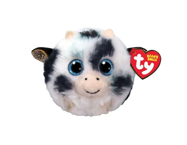 Λούτρινο TY Beanie Balls Mooph Χνουδωτή Αγελαδίτσα Λευκή Με Μαύρες Στάμπες