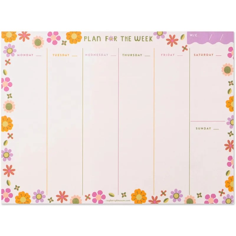 Πλανόγραμμα Εβδομαδιαίο Raspberry Blossom Retro Floral Pad