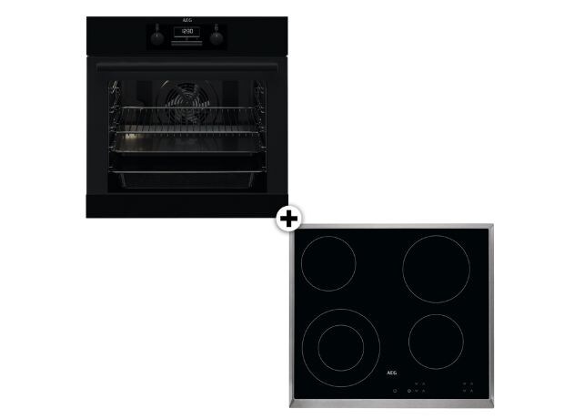 AEG HK624010XB & BES331111B Eντοιχιζόμενο Σετ Φούρνος και Εστία 72 Lt Μαύρο
