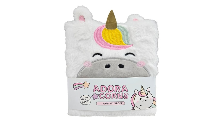 Σημειωματάριο Puckator Ριγέ Adoracorns Unicorn Plush Fluffies Λευκό