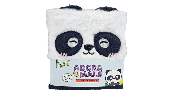 Σημειωματάριο Puckator Ριγέ Adoramals Panda Bear Plush Fluffies Λευκό