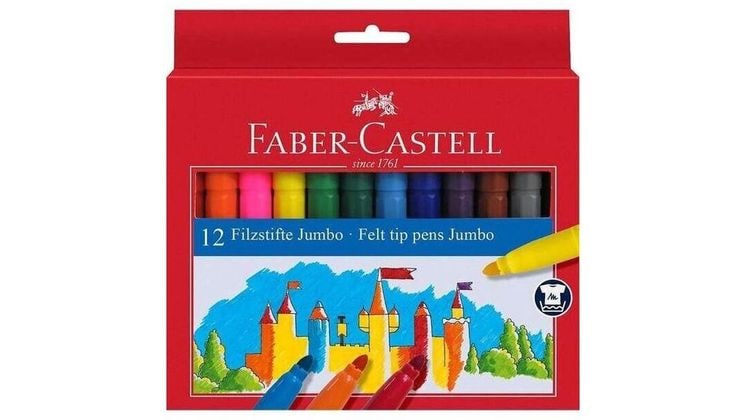 Μαρκαδόροι Faber-Castell Felt Tip Jumbo Wallet (12 Τεμάχια)