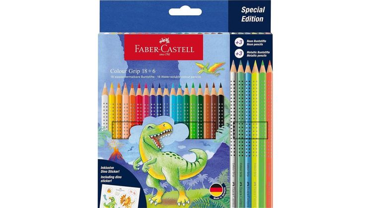Ξυλομπογιές Ακουαρέλας Faber-Castell Metallic Fluo Δεινόσαυροι