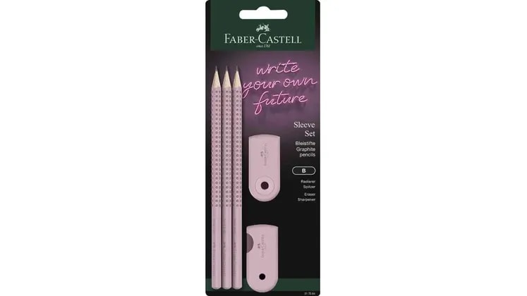 Σετ Γραφής Faber-Castell με Γόμα & Ξύστρα Ροζ Shadows