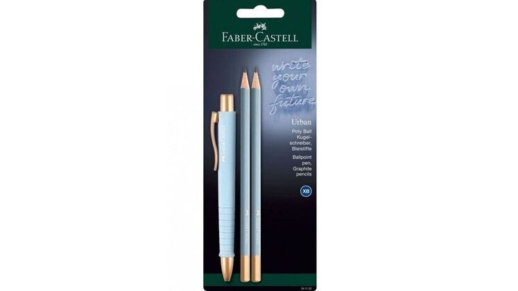 Σετ Γραφής Στυλό Διαρκείας Faber-Castell & 2 Μολύβια Urban Σιέλ