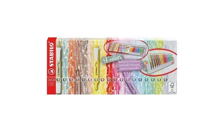 Μαρκαδόρος Υπογράμμισης Stabilo Swing Deskset Pastel & Nature (18 Τεμάχια)