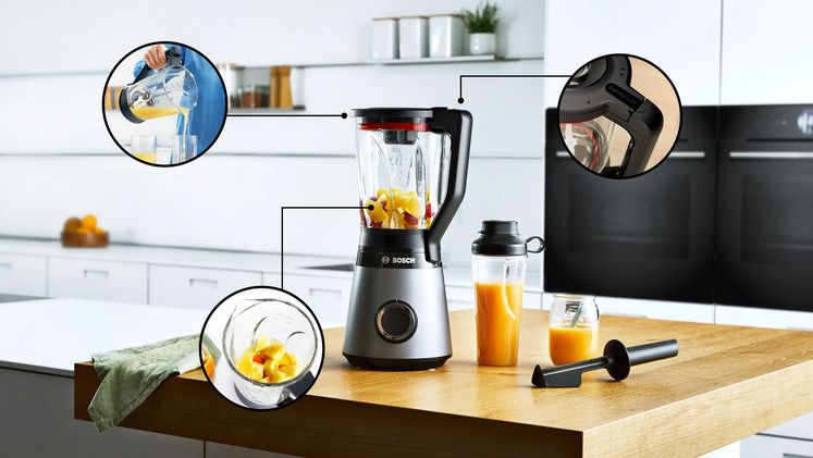 ThermoSafe γυάλινη κανάτα μπλέντερ με 3D ενισχυτές ροής: ασφαλής στις θερμοκρασίες, κανάτα 2lt με οφέλιμα 1,5lτ για ομαλή επεξεργασία.