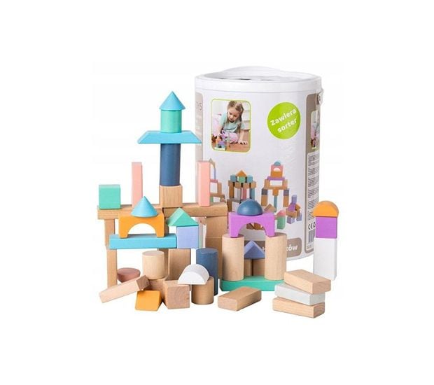 Σετ Ξύλινα Παιδικά Χρωματιστά Τουβλάκια Ecotoys 100 Τμχ