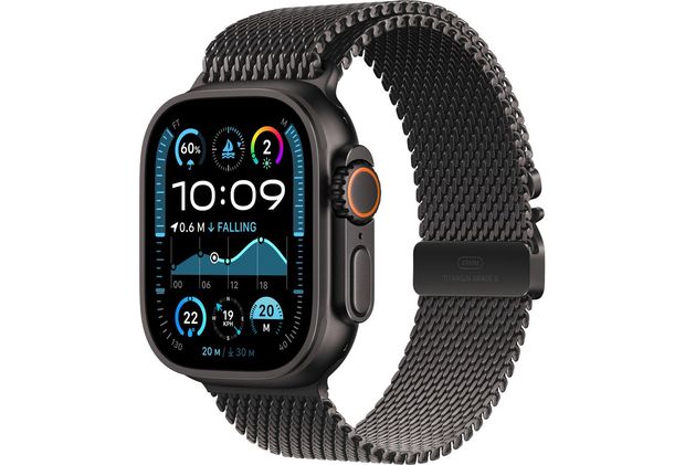 Apple Watch Ultra 2 GPS + Cellular 49mm Black Titanium Case with Black Titanium Milanese Loop - S