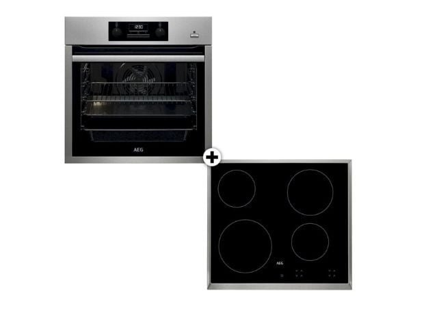 AEG HK624000 XB & BES351111M Eντοιχιζόμενο Σετ Φούρνος και Εστία 72 Lt Inox