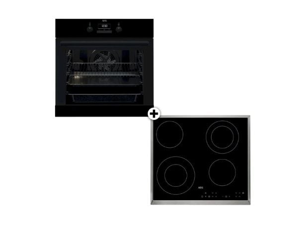AEG HK634021 XB & BES331111B Eντοιχιζόμενο Σετ Φούρνος και Εστία 72 Lt Μαύρο