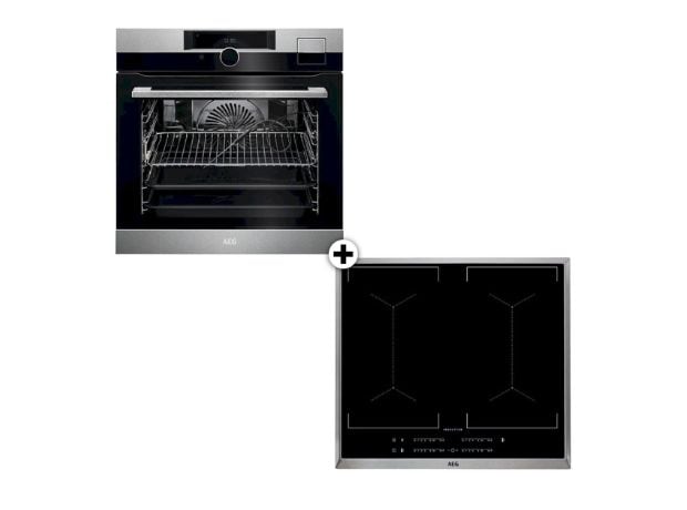 AEG IKE64450XB & BSK999330M Eντοιχιζόμενο Σετ Φούρνος και Εστία 70 Lt Inox
