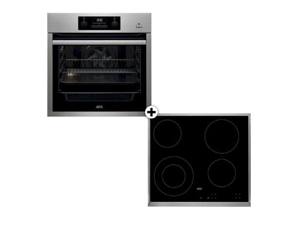 AEG HK624010XB & BES351111M Eντοιχιζόμενο Σετ Φούρνος και Εστία 72 Lt Inox