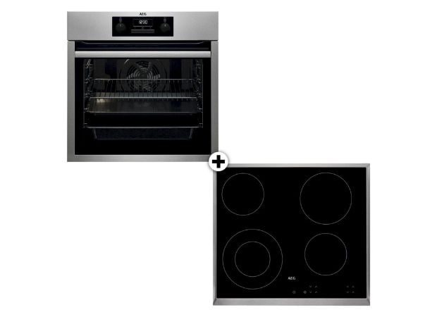 AEG HK624010XB & BES33111XM Eντοιχιζόμενο Σετ Φούρνος και Εστία 72 Lt Inox