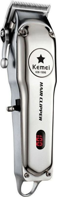 Kemei Επαγγελματική Επαναφορτιζόμενη Κουρευτική Μηχανή Km-1996 Ασημί