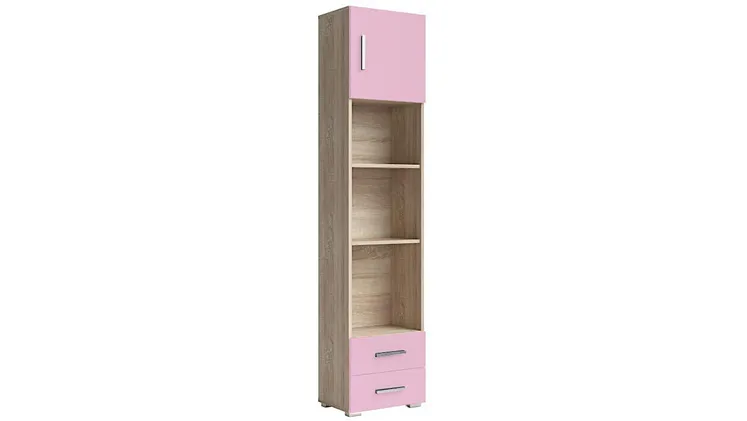 Παιδική Βιβλιοθήκη Polihome Μοριοσανίδα Χαρά Plus 40x29,5x180 cm Φυσικό - Ροζ