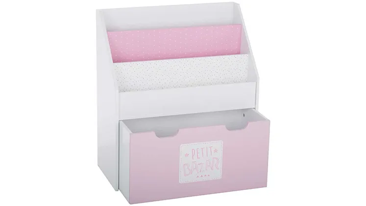 Παιδική Βιβλιοθήκη Atmosphera Rose 127221a Με Συρτάρι MDF 62.7x30x70 cm - Λευκό / Ροζ