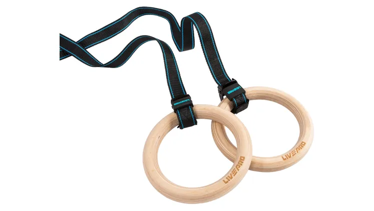 Κρίκοι Γυμναστικής Livepro Β-8123 Ξύλινοι - Μπεζ/Μαύρο 